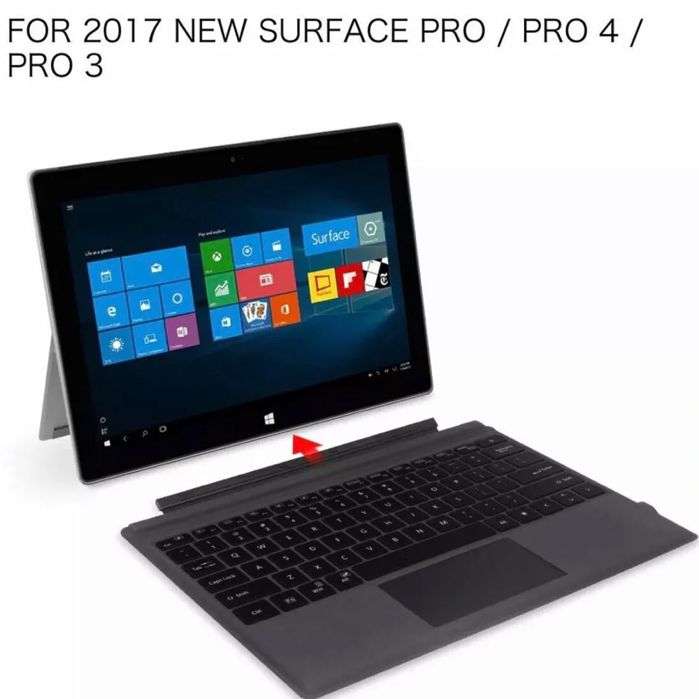 Compatible with Surface Pro 7 — Backlit Bluetooth Keyboard (Supports Pro 4/5/6/7